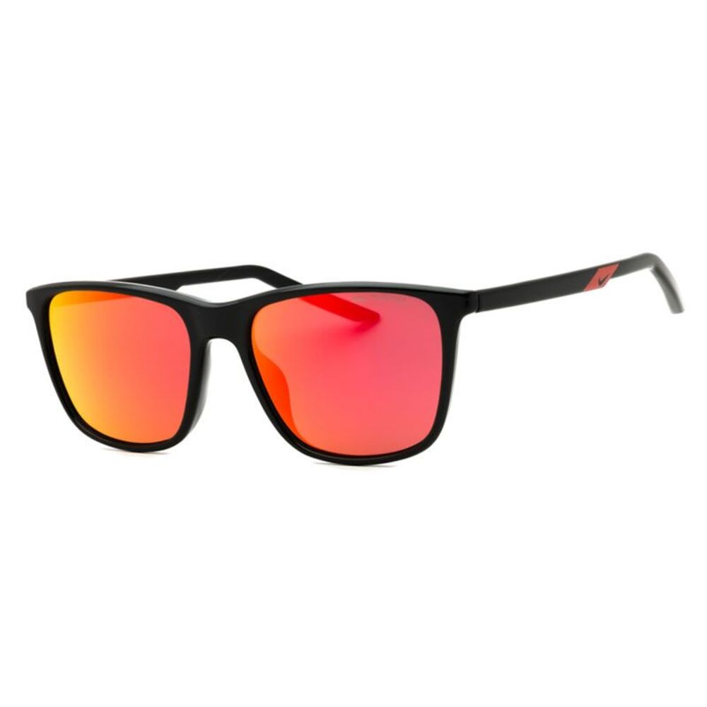 Nike Sunglasses Square Full Rim, Black Frame and Red Mirror Polarized Lens